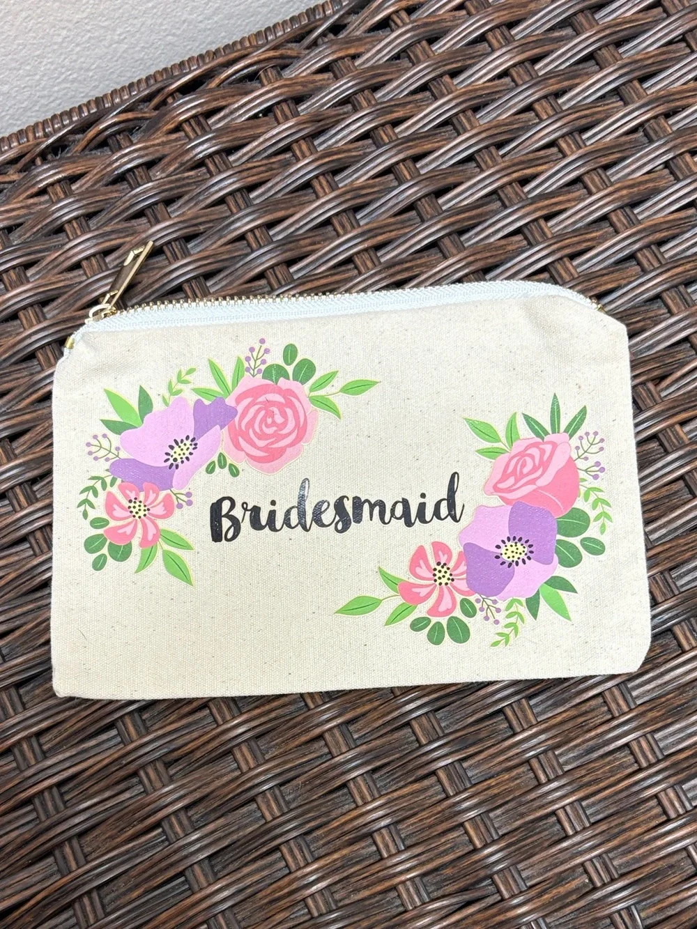 Unbranded “bridesmaid ” small accessory pouch bridal party destination wedding